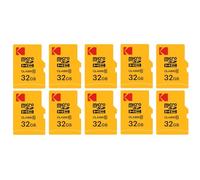 KODAK Pack de 10 Cartes Mémoire Micro SDHC 32 Go avec Adaptateur - Solution de Stockage Haute Vitesse