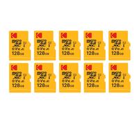 Kodak Pack de 10 Cartes Mémoire Micro SDXC Premium 128 Go - Vitesse et Fiabilité