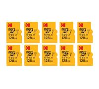Kodak Pack de 10 Cartes Mémoire Micro SDXC Premium 128 Go - Vitesse et Fiabilité pour Un Stockage Exceptionnel