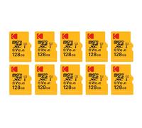 Kodak Pack de 10 Cartes Mémoire Micro SDXC Premium 128 Go - Vitesse et Fiabilité pour un Stockage Exceptionnel