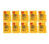 Kodak Pack de 10 Cartes Mémoire Micro SDXC Premium 16 Go - Vitesse et Fiabilité pour un Stockage Exceptionnel