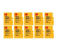 Kodak Pack de 10 Cartes Mémoire Micro SDXC Premium 16 Go - Vitesse et Fiabilité pour Un Stockage Exceptionnel