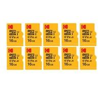 Pack de 10 KODAK Micro SDXC Premium de 16 Go : Vitesse et Fiabilité pour un Stockage Exceptionnel - Noir