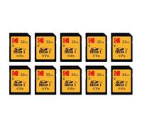 Kodak Lot de 10 Cartes Mémoire SDHC 32 Go Ultra High Speed - Classe 10 - Vitesse Élevée pour Photos et Vidéos HD