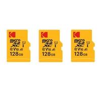 Kodak Pack de 3 Cartes Mémoire Micro SDXC Premium 128 Go - Vitesse et Fiabilité pour un Stockage Exceptionnel