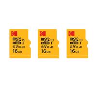 Kodak Pack de 3 Cartes Mémoire Micro SDXC Premium 16 Go - Vitesse et Fiabilité pour un Stockage Exceptionnel