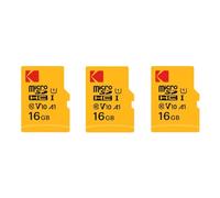 Kodak Pack de 3 Cartes Mémoire Micro SDXC Premium 16 Go - Vitesse et Fiabilité pour Un Stockage Exceptionnel
