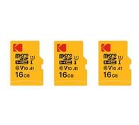 Kodak Pack de 3 Cartes Memoire Micro SDXC Premium 16 Go - Vitesse et Fiabilite pour un Stockage Exceptionnel Noir