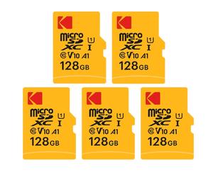 Kodak Pack de 5 Cartes Mémoire Micro SDXC Premium 128 Go - Vitesse et Fiabilité pour un Stockage Exceptionnel