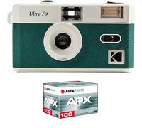 KODAK Pack F9 Argentique + Pellicule 100 ASA - Appareil Photo Kodak Rechargeable 35mm Vert, Objectif Grand Angle Fixe, Viseur optique , Flash Intégré + Pellicule APX 100, 36 poses