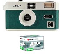 KODAK Pack F9 Argentique + Pellicule 100 ASA - Appareil Photo Kodak Rechargeable 35mm Vert, Objectif Grand Angle Fixe, Viseur optique , Flash Intégré + Pellicule APX 100, 36 poses
