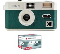 Kodak Pack F9 Argentique + Pellicule 100 ASA - Appareil Photo Rechargeable 35mm Vert, Objectif Grand Angle Fixe, Viseur Optique, Flash Intégré + Pellicule APX 100, 36 Poses