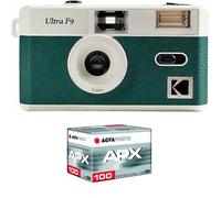 KODAK Pack F9 Argentique + Pellicule APX 100, 36 poses - Appareil Photo Kodak Rechargeable 35mm Vert, Objectif Grand Angle Fixe