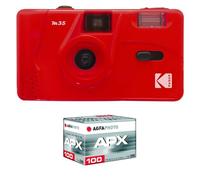 KODAK Pack M35 Argentique + Pellicule 100 ASA - Appareil Photo Kodak Rechargeable 35mm Scarlet, Objectif Grand Angle Fixe, Viseur optique , Flash Intégré + Pellicule APX 100, 36 poses