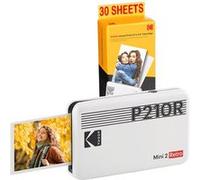KODAK Pack Mini Imprimante P210 Retro 2 + Cartouche et papier pour 30 photos - Imprimante Connectee Bluetooth - Photos format CB 5,3 x 8,6 cm - Batterie Lithium - Sublimation Thermique 4Pass Blanc G