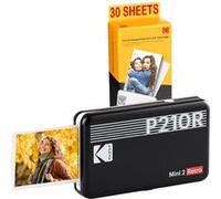KODAK Pack Mini Imprimante P210 Retro 2 + Cartouche et papier pour 30 photos - Imprimante Connectee Bluetooth - Photos format CB 5,3 x 8,6 cm - Batterie Lithium - Sublimation Thermique 4Pass Noir G