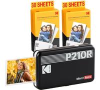 KODAK Pack Mini Imprimante P210 Retro 2 + Cartouche et papier pour 60 photos - Imprimante Connectée Bluetooth - Photos format CB 5,3 x 8,6 cm - Batterie Lithium - Sublimation Thermique 4Pass