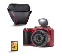 KODAK Pack Pixpro AZ255 + Carte SD 32Go + Etui - Appareil Photo Bridge 16 MP, Zoom 25x, Vidéo Full HD, Grand Angle 24 mm - Rouge