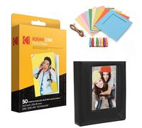 Kodak - Papier Photo Premium Zink de 2x3 Pouces (50 Feuilles) + Cadres Photo colorés et carrés à accrocher + Album Photo (Compatible avec Kodak Printomatic)