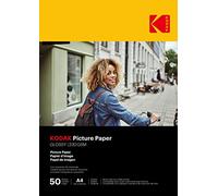 KODAK Picture Paper - Papier Photo Brillant, Pack de 50 Feuilles, Format A4 (21x29,7cm), 230g/m², Idéal pour Impressions Jet d'Encre, Couleurs Éclatantes et Contraste Élevé, Finition Haute Qualité