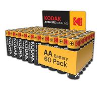 KODAK Xtralife Piles AA-LR6 Alcaline 1,5V - Pack de 60 - Premium Longue Durée, Technologie Avancée, Haute Performance, Idéales pour Télécommandes, Jouets et Électroniques, Durabilité Maximale