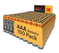 KODAK Piles Alcalines AAA (100 Pièces) LR03, 1,5V, 109% Plus Longue Durée | Conservation 10 Ans, Design Anti-Fuite Avancé, Idéal Appareils Forte & Faible Consommation