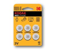 KODAK - Piles boutons - Ultra Lithium - Pack de 6 piles (2 * CR2016-2* CR2025-2 * CR2032)