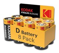 Kodak | Piles D | Lot de 8 | Piles alcalines jetables LR20 | 1,5 V