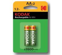Kodak piles rechargeables AA 2600mAh - lot de 2 batteries puissantes 1,2V
