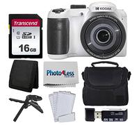 Kodak PIXPRO AZ255 Appareil Photo Numérique Blanc + Étui Point & Shoot + Carte Mémoire Transcend 16 Go + Lecteur de Carte USB + Trépied de Table + Accessoires