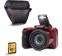 KODAK Pixpro AZ425 Appareil Photo Bridge 20 MP avec Zoom Optique 42x + Étui de Protection + Carte SD 32 Go - Vidéo Full HD 1080p, Grand Angle 24 mm, Stabilisateur, Écran LCD 3 - Rouge