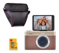 Kodak Pixpro C1 Appareil Photo Ultra-Compact 13MP, Zoom 4x, LCD 2.8" , Flash LED - Marron + Carte microSDHC 16 Go + Étui de Protection Kodak Noir Marron