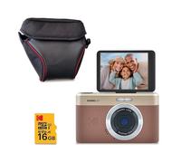 Kodak Pixpro C1 Appareil Photo Ultra-Compact 13MP, Zoom 4x, LCD 2.8 , Flash LED - Marron + Carte microSDHC 16 Go + Étui de Protection Kodak Noir
