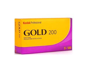 Kodak PK5 120 Gold 200 - Film Moyen Format Couleur, ISO 200, Pack de 5 Rouleaux, Grain Fin, Rendu Couleur Naturel, Haute Définition, Polyvalent Lumière du Jour