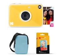 Kodak Printomatic+ Appareil Photo Instantané 10MP Pack de Démarrage (Bleu) avec Étui, LED RVB et Papier Photo Zink 20 Feuilles - Jaune