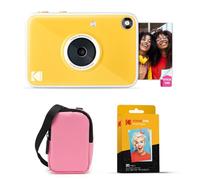 Kodak Printomatic+ Appareil Photo Instantané 10MP Pack de Démarrage (Rose) avec Étui, LED RVB et Papier Photo Zink 20 Feuilles - Jaune