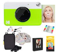 KODAK Printomatic Instant Camera (Green) Gift Bundle + Zink Paper (20 Sheets) + Deluxe Case + 7 Fun Sticker Sets + Twin Tip Markers + Photo Album + Hanging Frames.
