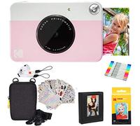 KODAK Printomatic Instant Camera (Pink) Gift Bundle + Zink Paper (20 Sheets) + Deluxe Case + 7 Fun Sticker Sets + Twin Tip Markers + Photo Album + Hanging Frames.