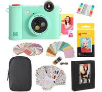 KODAK Smile+ 2-en-1 Caméra Instantanée & Imprimante Photo - Pack Cadeau, Housse, Papier Zink 20p, Album, Autocollants - Vert