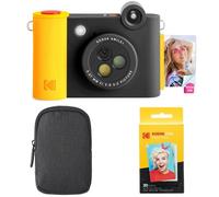 KODAK Smile+ 2-en-1 Caméra Instantanée & Imprimante Photo - Pack de Démarrage, Housse, Papier Zink 20p, 10MP - Noir