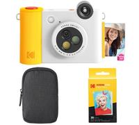 Kodak Smile+ 2-en-1 Caméra Instantanée & Imprimante Photo - Pack de Démarrage, Housse, Papier Zink 20p, 10MP - Blanc