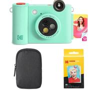 KODAK Smile+ 2-en-1 Caméra Instantanée & Imprimante Photo - Pack de Démarrage, Housse, Papier Zink 20p, 10MP - Vert