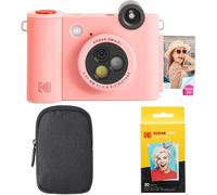 KODAK Smile+ 2-en-1 Caméra Instantanée & Imprimante Photo - Pack de Démarrage, Housse, Papier Zink 20p, 10MP - Rose