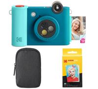 KODAK Smile+ 2-en-1 Caméra Instantanée & Imprimante Photo - Pack de Démarrage, Housse, Papier Zink 20p, 10MP - Bleu