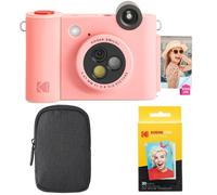KODAK Smile+ 2-en-1 Caméra Instantanée & Imprimante Photo - Pack de Démarrage, Housse, Papier Zink 20p, 10MP - Rose