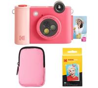 KODAK Smile+ 2-en-1 Caméra Instantanée & Imprimante Photo - Pack de Démarrage, Housse Souple, Papier Zink 20p, 10MP - Fuchsia
