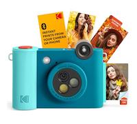 KODAK Smile+ Appareil Photo numérique à Impression instantanée 2 en 1 et imprimante Photo sans Fil Bluetooth - 10 MP, Objectif à Effet Rotatif spécial, Photos Autocollantes Zink 2 x 3 - Bleu