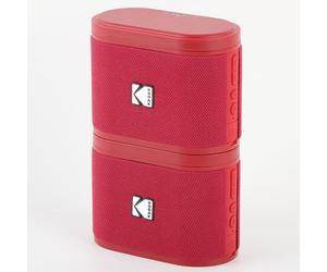 KODAK Soundbrix - Lot de 2 Enceintes Bluetooth Magnétique avec Mécanisme de Docking, Sans Fil, Connectez jusqu'à 100 Enceintes, Autonomie de 3h, Charge Type-C, Puissance 5W RMS - Rouge