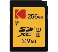 Kodak Carte mémoire SDXC ULTRA PRO UHS-II U3 V60 256 Go - 300 Mo/s, étanche et résistante, noir