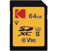 Kodak Carte mémoire SDXC 2000x UHS‑II U3 V90 Ultra Pro EKMSD64GUHS2V2K 64Go - Lecture 300Mo/s